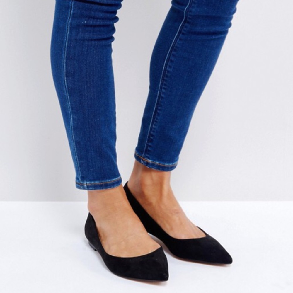ASOS Black Pointed Ballet Flats NWOT